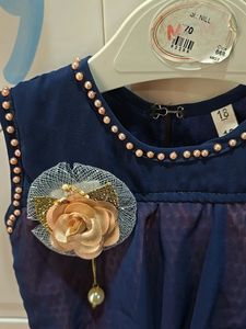 Girls Navy Blue Lace Party Dress