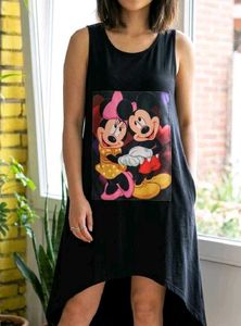 Minnie Mouse Graphic Print Black Dress