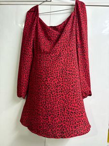 Chic Red Leopard Print Dress