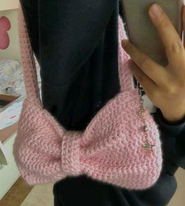 Cute Crochet Bow Hobo Bag