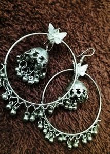 Boho Butterfly Jhumka Hoop Earrings