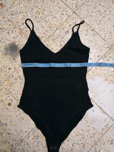 Stylish Black V-Neck Bodysuit