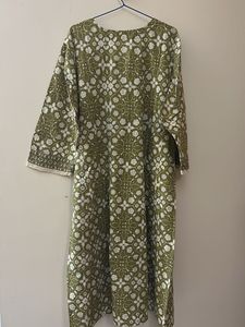 Olive Green Printed Kurta