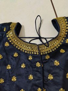 Navy Blue Beautiful Embroidery Design Blouse