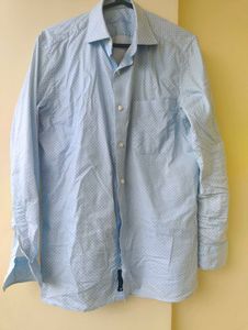 Louis Philippe Teal Dotted Men's Shirt