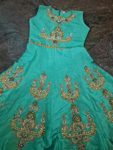 Elegant Teal Embroidered Ethnic Gown