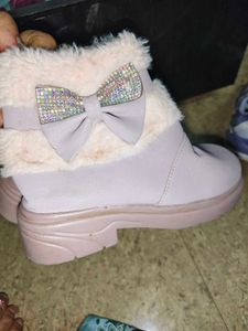 Sparkle Cute Pink Boots with Bow