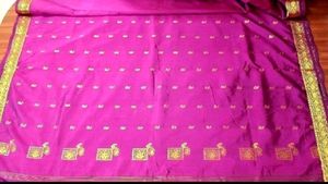 Elegant Purple &amp; Gold Brocade Saree