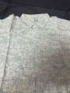 Men's White Printed Short Sleeve Shirt
