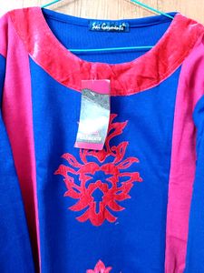 Embroidered Woolen Kurta In Size XL