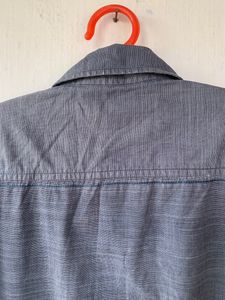 Gray Long Sleeve Button-Down Shirt