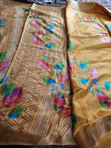 Beautiful Yellow Saree in art silk 😍💛