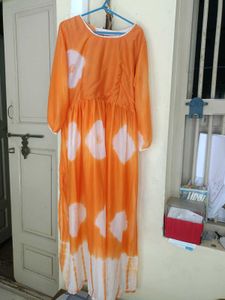 Vibrant Orange Tie-Dye Kurta