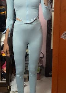 Light Blue Fitted Leggings