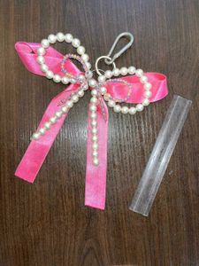 Cute Pearl Ribbon Large size Bow Keychain💖