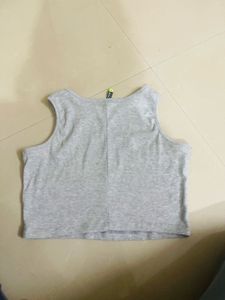 Grey Graphic Crop Top