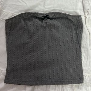 Gray Textured Tube Top with Bow