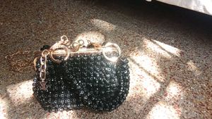 Sparkly Black Beaded Clutch Bag