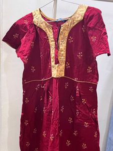 Maroon Embroidered Nighty