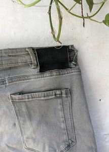 Distressed Grey Denim Jeans