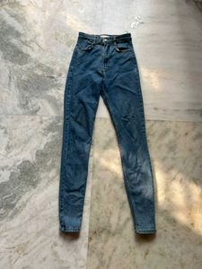 Zara Blue High Waist Denim Jeggings