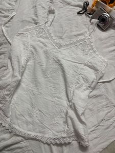 Embroidered White Cami Top