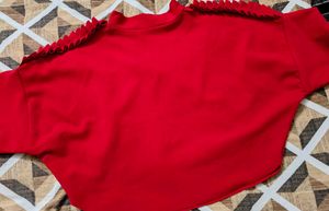 Red Ruffle Detail Top