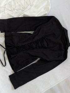y2k Corset Back black shirt