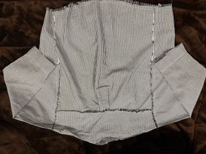 Striped Button-Up Shirt with Frayed Hem