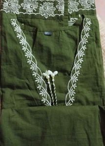 Olive Green Cotton Kurta