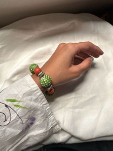Boho Beaded Handmade Clay Bracelet ✨🌱💚