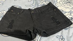 Black Denim Shorts
