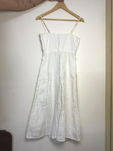 Chic White Linen Blend Midi Dress