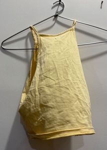butter yellow lightweight halter neck top