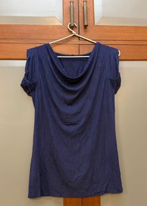 navy deep neck top
