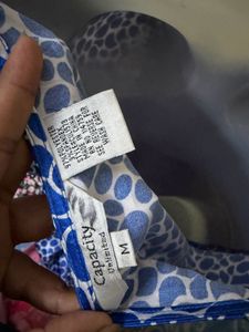 Y2K Blue &amp; White Polka Dot Babydoll Top