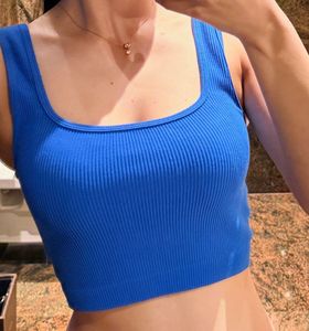 Ribbed Blue Crop Tank Top