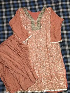 Elegant Rust heavy Sequence work Suit