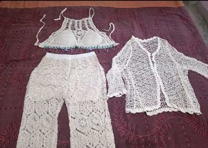 'Boho Crochet Beach Set With Cape' - New