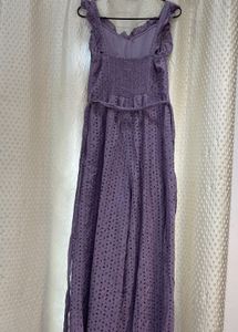 Chic Purple Eyelet Jumpsuit