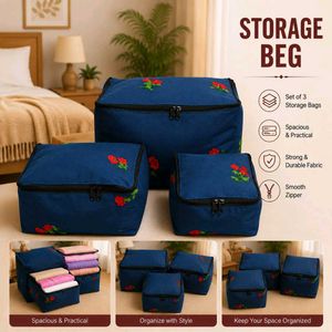 💝✨Set of 3 Embroidered Storage Bags