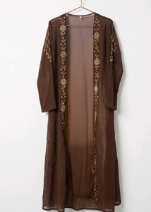 Elegant Brown Embroidered Gown