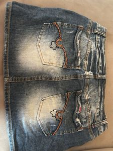 y2k jeans skirt thrifted