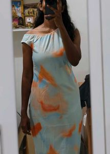 Off-Shoulder Tie-Dye Maxi Dress