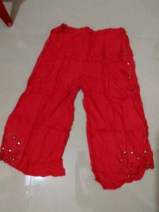 Red Mirror Work Palazzo Pants