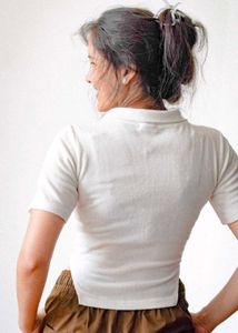 White Zip-Up Collared Crop Top