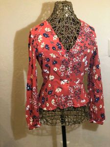Floral Print Button-Up Blouse