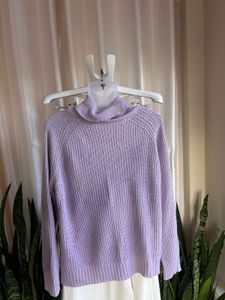 Imported Cozy Purple Turtleneck Sweater