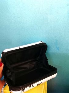 White Butterfly Print Clutch Bag