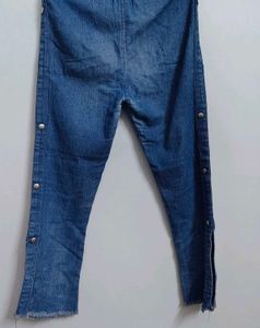 Blue Denim Jeans with Snap Button Details